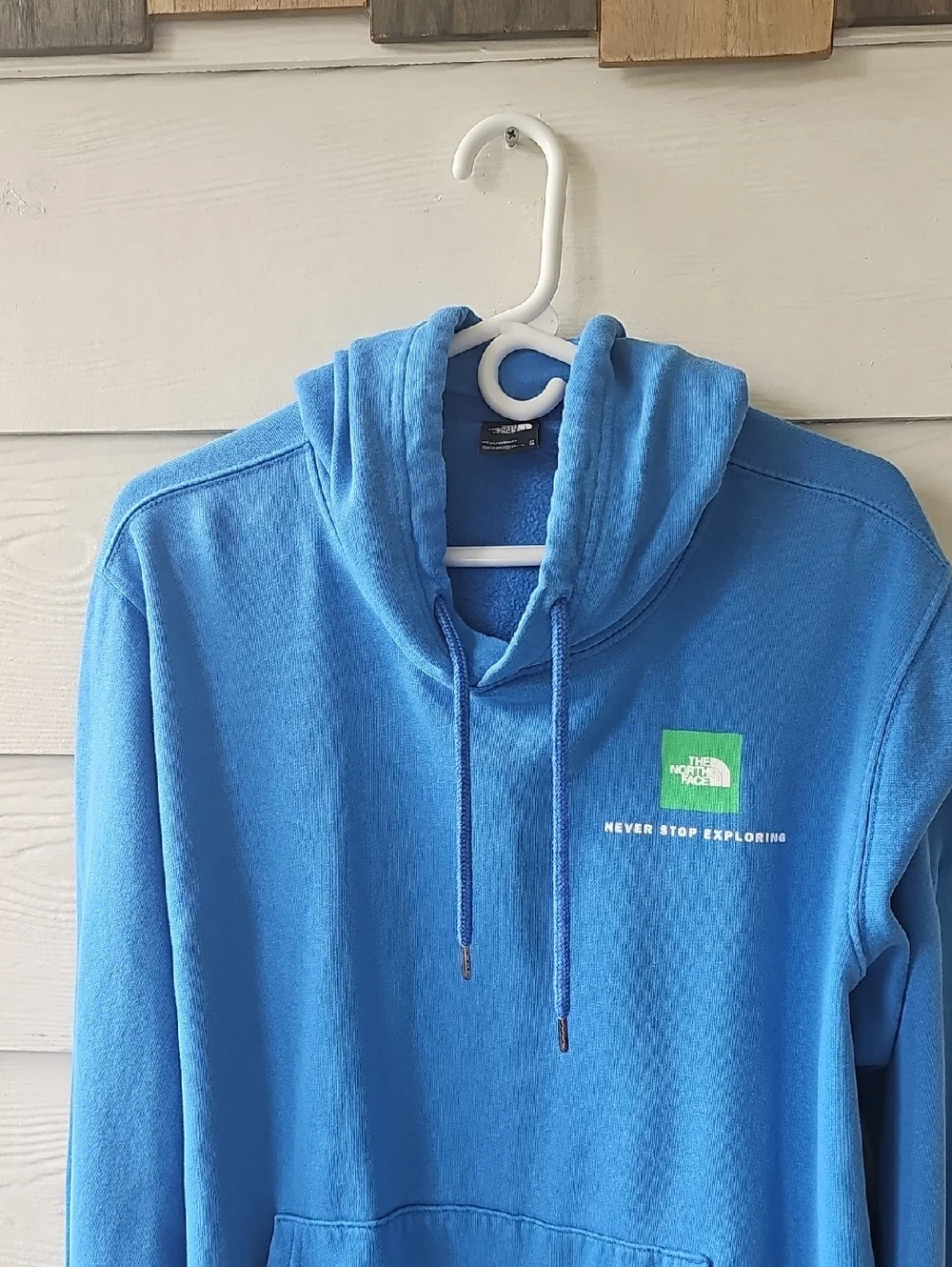 ​The North Face Never Stop Exploring Blue Hoodie Green Graphic Sweatshirt XL